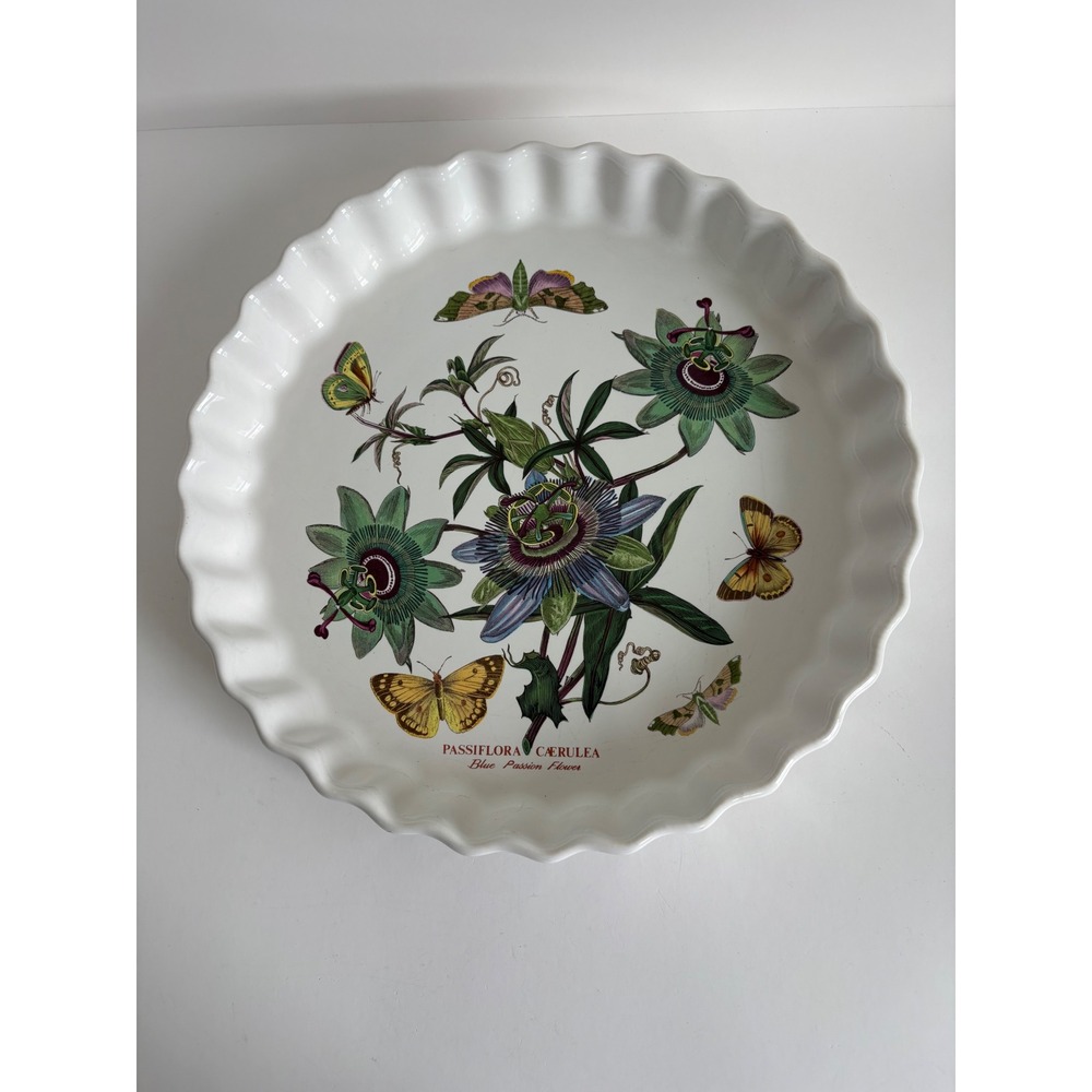 Portmeirion Botanic Garden Passiflora Caerulea 10.5" Quiche Flan Dish England